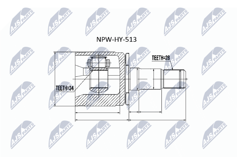 Zestaw przegubu, wał napędowy NTY NPW-HY-513