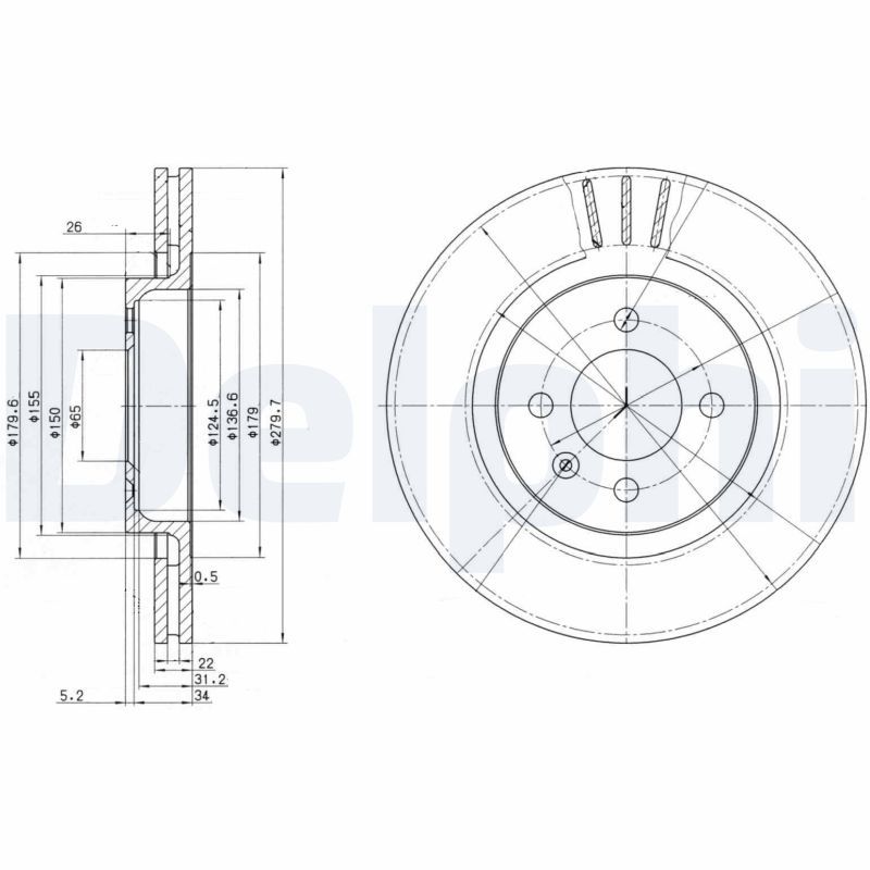 Tarcza hamulcowa DELPHI BG2712