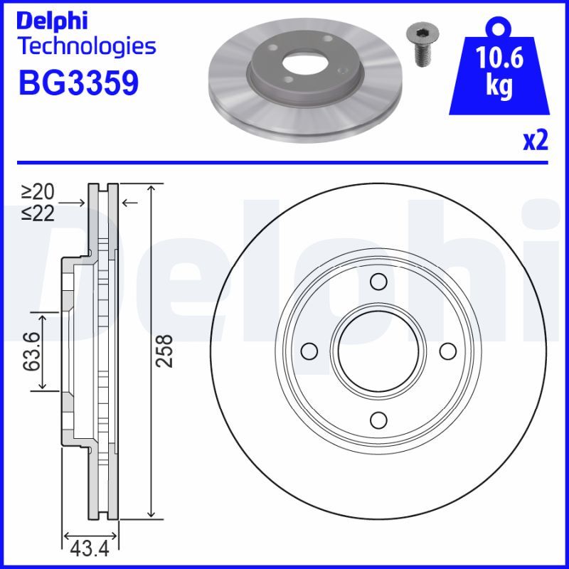 Tarcza hamulcowa DELPHI BG3359