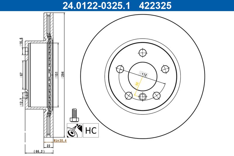 Tarcza hamulcowa Ate 24.0122-0325.1