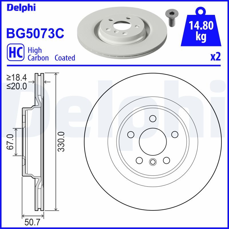 Tarcza hamulcowa DELPHI BG5073C