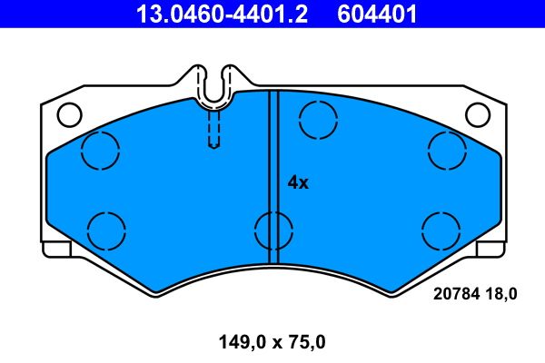 Zestaw klocków hamulcowych, hamulce tarczowe ATE 13.0460-4401.2