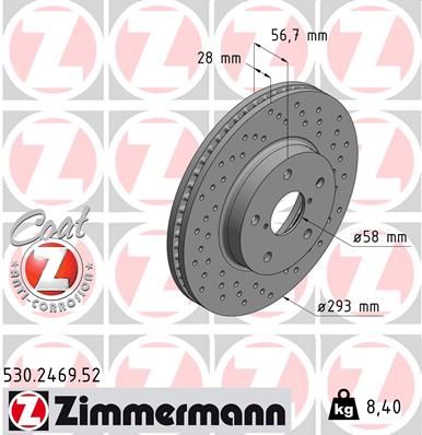Tarcza hamulcowa ZIMMERMANN 530.2469.52