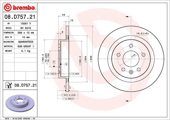 Tarcza hamulcowa BREMBO 08.D757.21