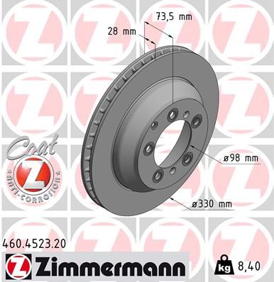 Tarcza hamulcowa ZIMMERMANN 460.4523.20