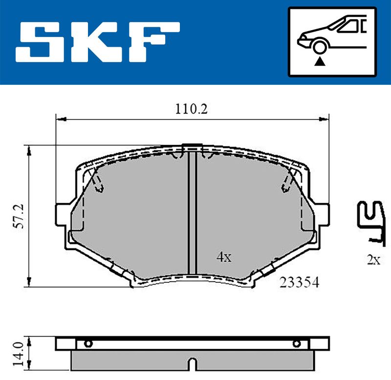 Zestaw klocków hamulcowych, hamulce tarczowe SKF VKBP80564A