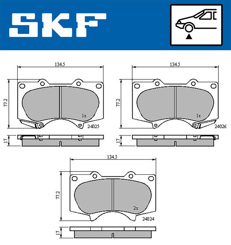 Zestaw klocków hamulcowych, hamulce tarczowe SKF VKBP80135A