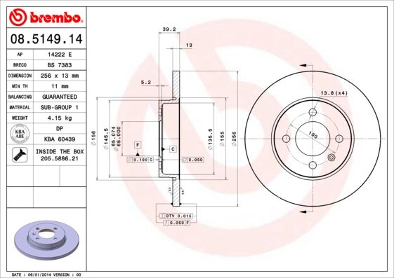 Tarcza hamulcowa BREMBO 08.5149.14