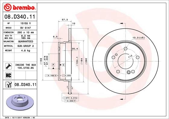 Tarcza hamulcowa BREMBO 08.D340.11