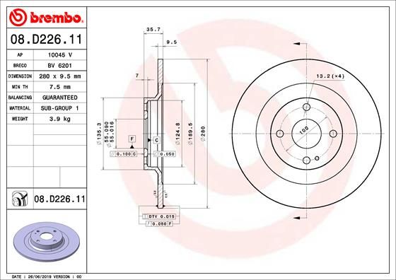 Tarcza hamulcowa BREMBO 08.D226.11