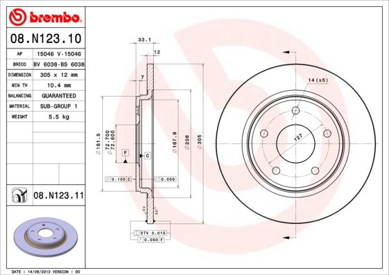 Tarcza hamulcowa BREMBO 08.N123.11