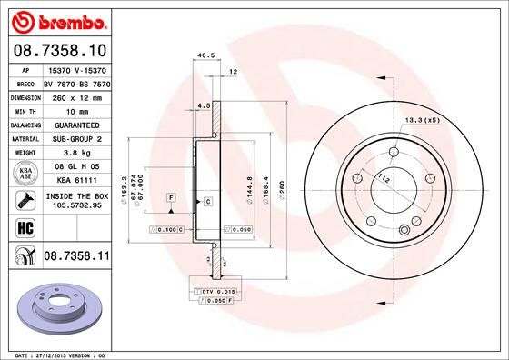 Tarcza hamulcowa BREMBO 08.7358.11