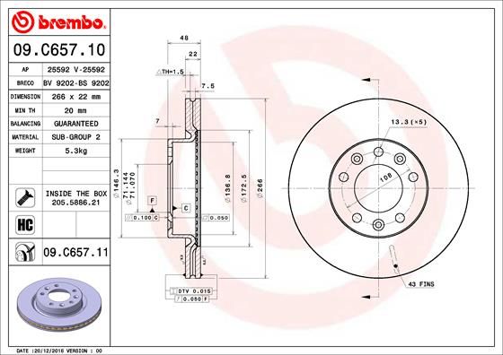 Tarcza hamulcowa BREMBO 09.C657.11
