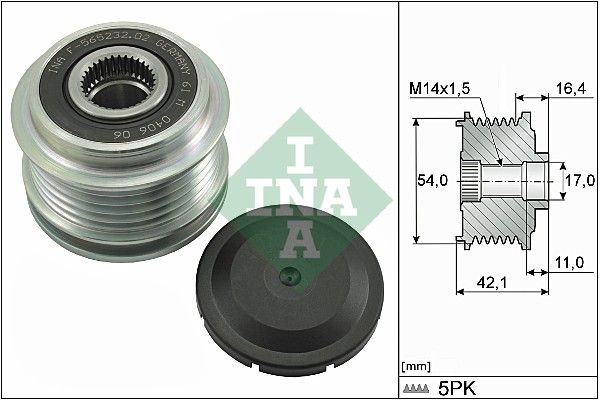 Alternator - sprzęgło jednokierunkowe INA 535028610