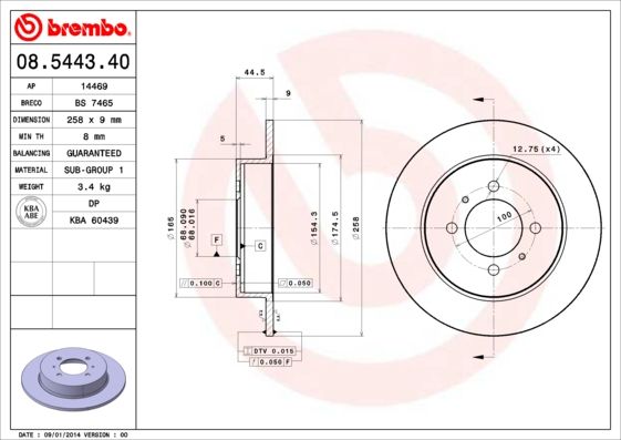 Tarcza hamulcowa BREMBO 08.5443.40