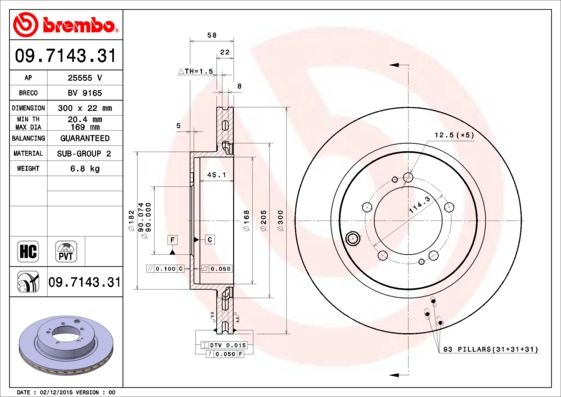 Tarcza hamulcowa BREMBO 09.7143.31