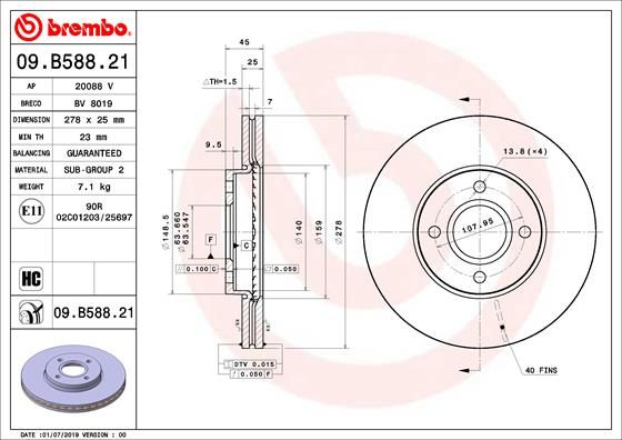 Tarcza hamulcowa BREMBO 09.B588.21