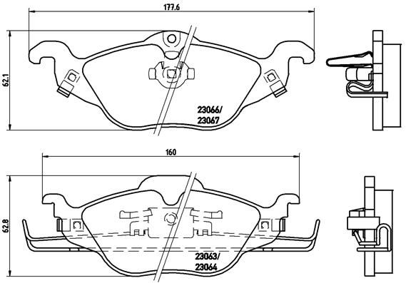 Zestaw klocków hamulcowych, hamulce tarczowe BREMBO P 59 030