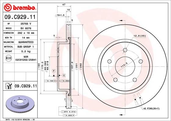 Tarcza hamulcowa BREMBO 09.C929.11