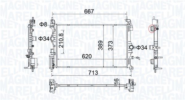 Chłodnica, układ chłodzenia silnika MAGNETI MARELLI 350213206900