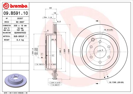 Tarcza hamulcowa BREMBO 09.B591.10