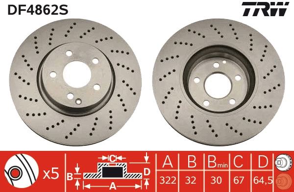 Tarcza hamulcowa TRW DF4862S