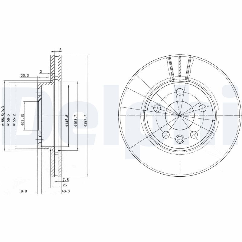Tarcza hamulcowa DELPHI BG3025