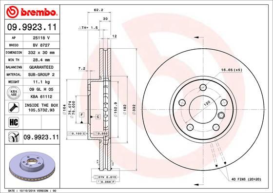 Tarcza hamulcowa BREMBO 09.9923.11