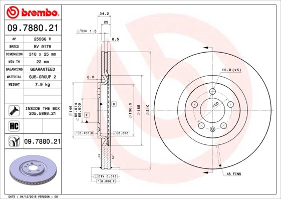 Tarcza hamulcowa BREMBO 09.7880.21