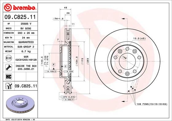 Tarcza hamulcowa BREMBO 09.C825.11