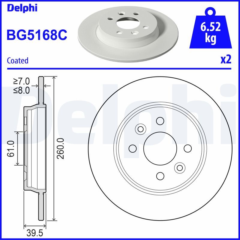 Tarcza hamulcowa DELPHI BG5168C