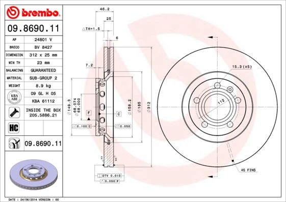 Tarcza hamulcowa BREMBO 09.8690.11