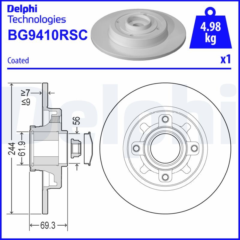 Tarcza hamulcowa DELPHI BG9410RSC