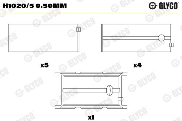 Panewka wału korbowego GLYCO H1020/50.50MM