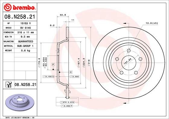 Tarcza hamulcowa BREMBO 08.N258.21