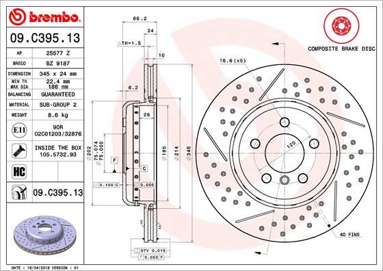 Tarcza hamulcowa BREMBO 09.C395.13