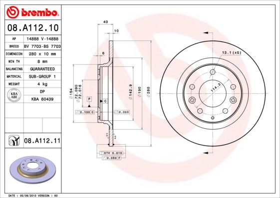 Tarcza hamulcowa BREMBO 08.A112.11