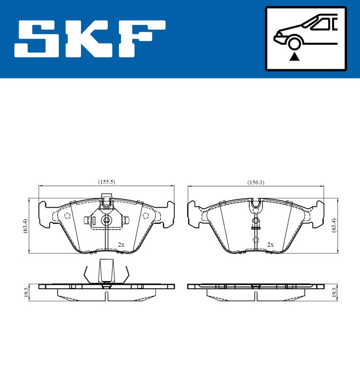 Zestaw klocków hamulcowych, hamulce tarczowe SKF VKBP80548