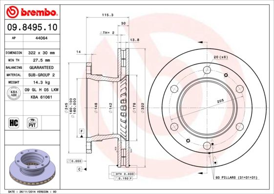 Tarcza hamulcowa BREMBO 09.8495.10