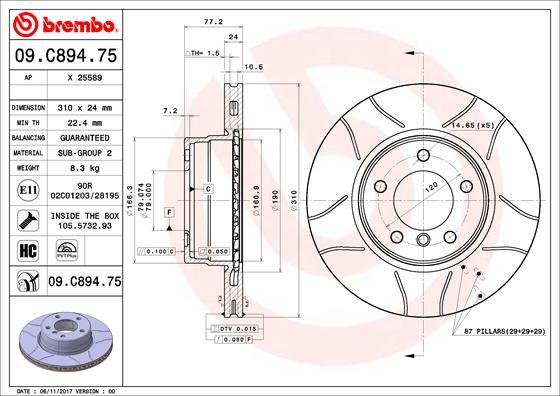 Tarcza hamulcowa BREMBO 09.C894.75