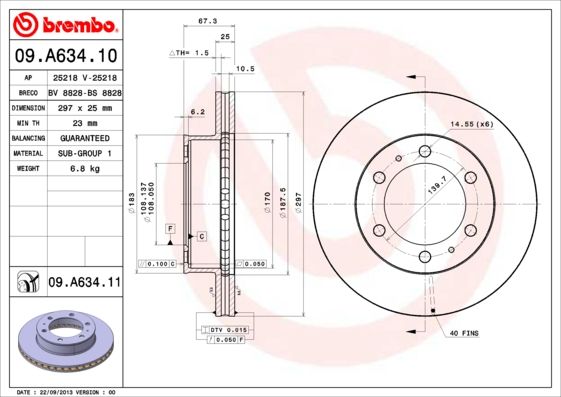 Tarcza hamulcowa BREMBO 09.A634.11