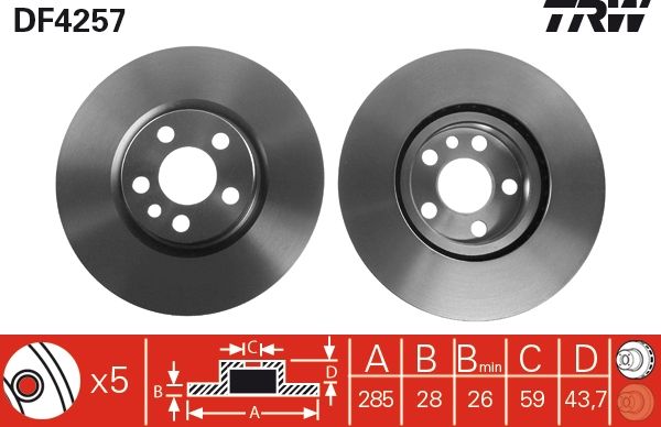 Tarcza hamulcowa TRW DF4257