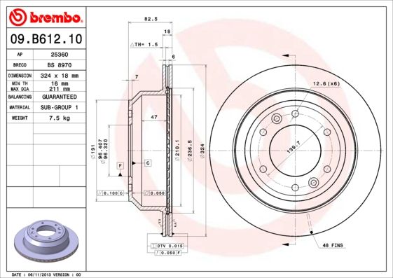 Tarcza hamulcowa BREMBO 09.B612.10