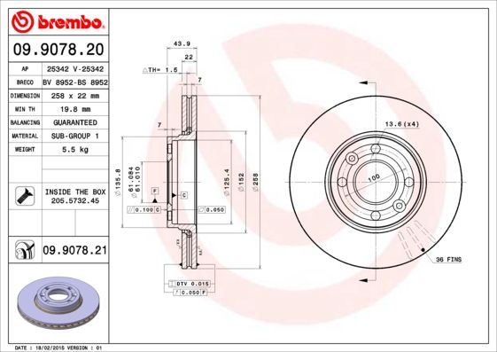 Tarcza hamulcowa BREMBO 09.9078.21