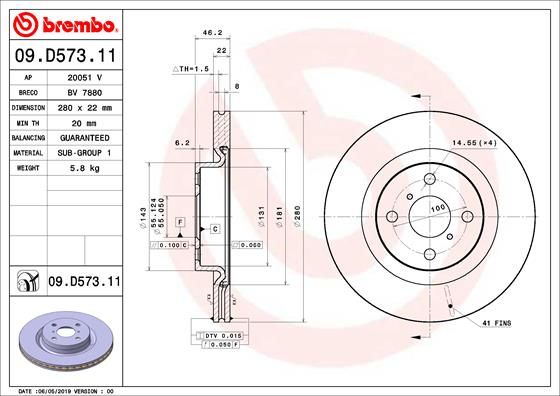 Tarcza hamulcowa BREMBO 09.D573.11