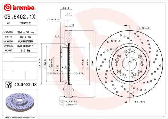 Tarcza hamulcowa BREMBO 09.8402.1X