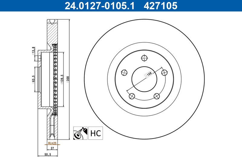 Tarcza hamulcowa Ate 24.0127-0105.1