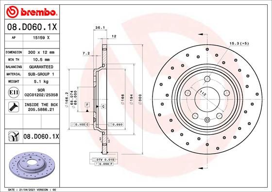 Tarcza hamulcowa BREMBO 08.D060.1X