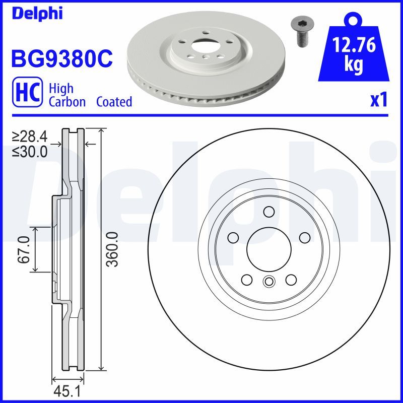 Tarcza hamulcowa DELPHI BG9380C