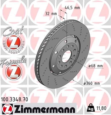 Tarcza hamulcowa ZIMMERMANN 100.3348.70